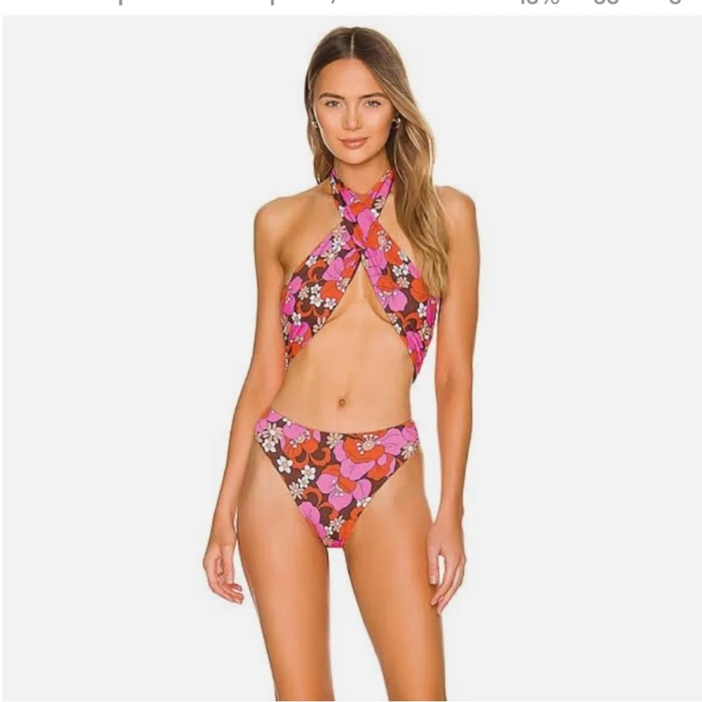 Frankie's Bikinis Floral One Piece - Pink and Brown